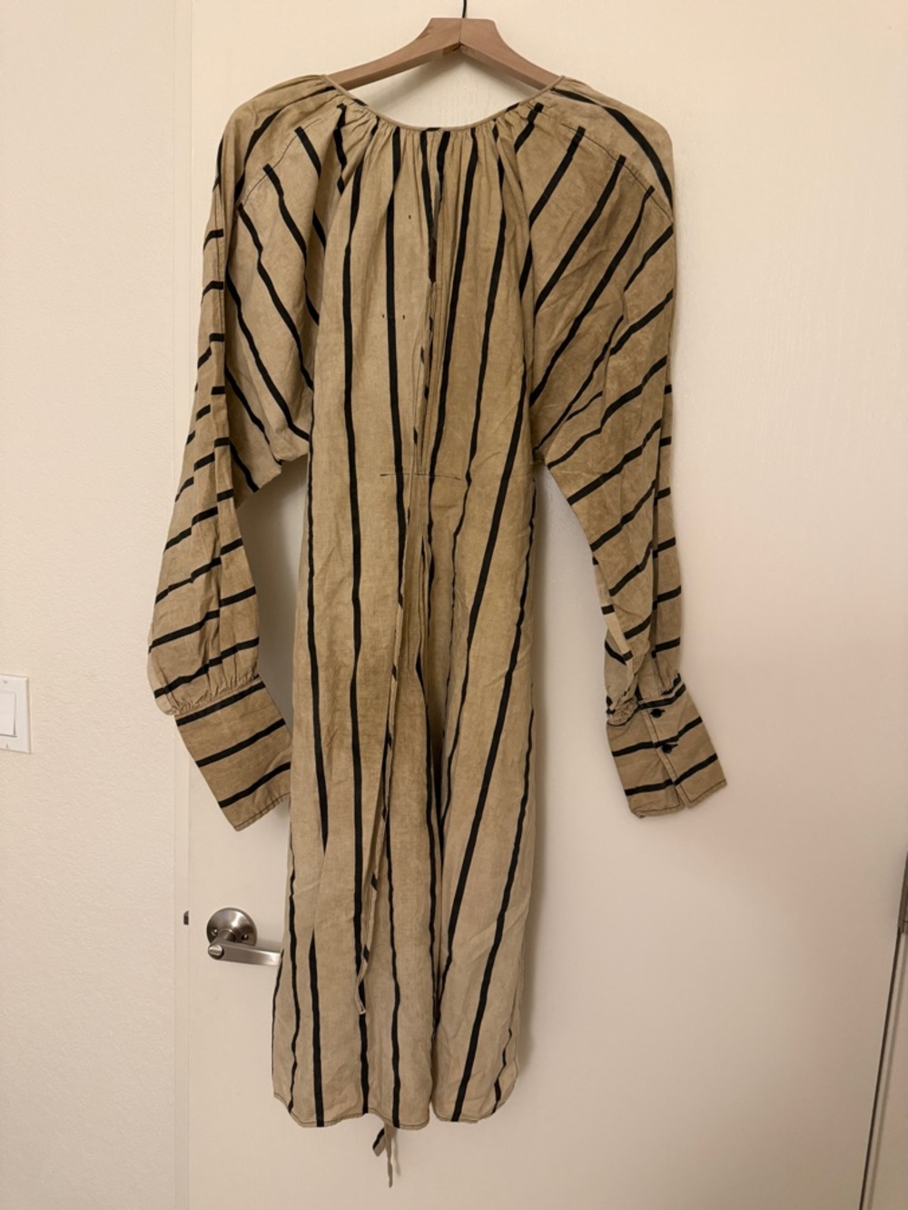 Uma Wang Striped Midi Shirt Dress with Tie Waist - Picture 7 of 9